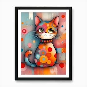 Cosmic Whiskers: The Kaleidoscope Cat Art Print