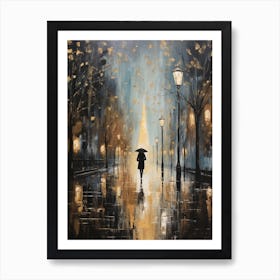 Rainy Night In Paris Art Print
