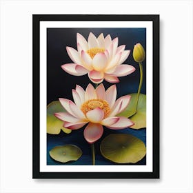 Vintage National Flower Lotus Flower Art Print