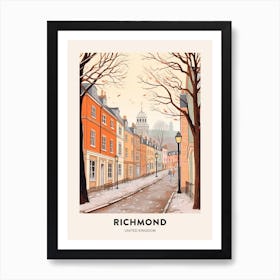 Vintage Winter Travel Poster Richmond England 1 Art Print