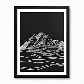 Creag Meagaidh Mountain Line Drawing 7 Art Print