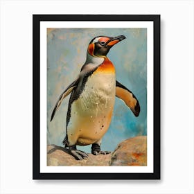 Galapagos Penguin Zavodovski Island Colour Block Painting 3 Art Print