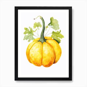 Buttercup Squash Pumpkin Watercolour Illustration 3 Art Print