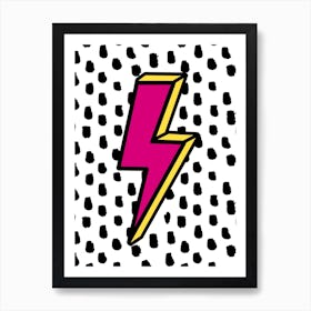 Lightning Bolt Pink & Yellow Art Print