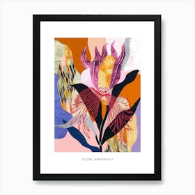 Colourful Flower Illustration Poster Globe Amaranth 1 Art Print