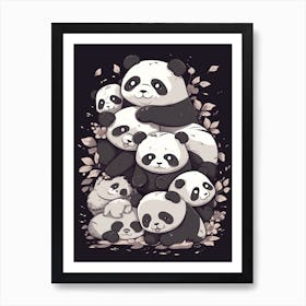 Panda Bears Kawaii Illustration1 Art Print
