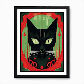 The Devil, Black Cat Tarot Card 0 Art Print