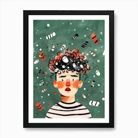 Illustration Of A Girl With Hair Art Print