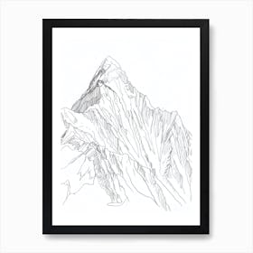 Kala Patthar Nepal Line Drawing 7 Póster