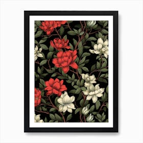 Daphne 4 William Morris Style Winter Florals Art Print