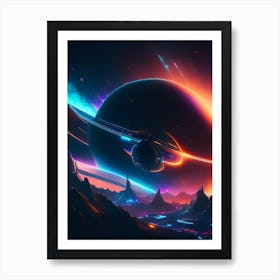 Interstellar Neon Nights Space Art Print