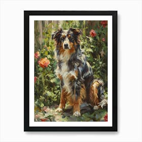 Australian Shepard Dog Acrylic Painting 3 Art Print