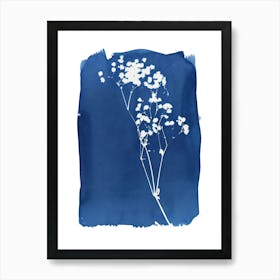 Flower Stems Cyanotype Art Print