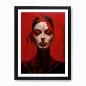 Abstract Geometric Lady Portrait 3 Art Print