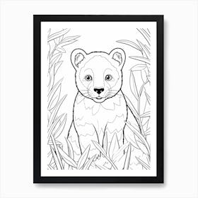 Line Art Jungle Animal Black Panther 2 Art Print