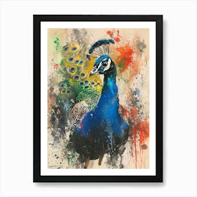 Peacock Brushstrokes 3 Art Print