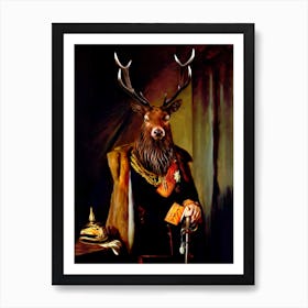 Stag The Royal Hunter Pet Portraits Art Print