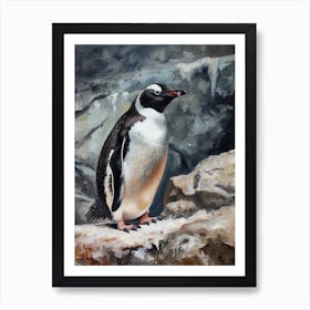 Adlie Penguin Carcass Island Oil Painting 1 Art Print
