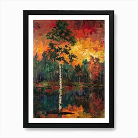 Sunset Birch Art Print