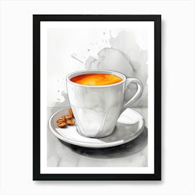 Coffee Cup With Coffee Beans 2 Art Print