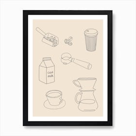 Coffee Line Drawing Art Print