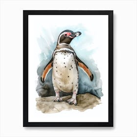 Humboldt Penguin Half Moon Island Watercolour Painting 2 Art Print