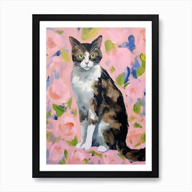 A Japanese Bobtail Cat Painting, Impressionist Painting 4 Art Print