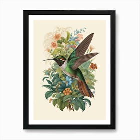 Hummingbird botanical flower beauty 11 Art Print