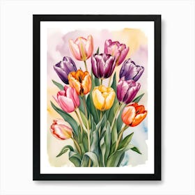 Watercolor Tulips Art Print