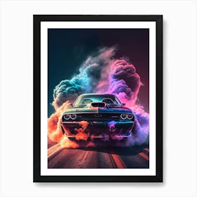 Muscle Smoke Drift Retro Racing vintage classic Car 7 Art Print