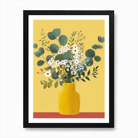 Floral Arrangement In A Yellow Vase Art Print