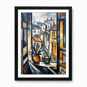 Window View Of Paris Of In The Style Of Cubism 2 Art Print