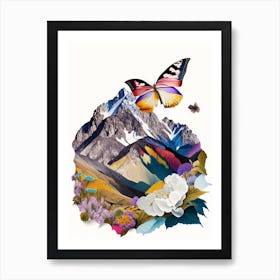Apollo Butterfly In Mountain Landscape Decoupage 2 Art Print