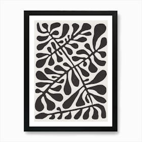 Linocut Plant 2 / Black & White Art Print