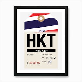 Phuket (HKT) Thailand Vintage Airline Luggage Tag Art Print