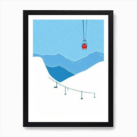 Hemsedal, Norway Minimal Skiing Poster Art Print