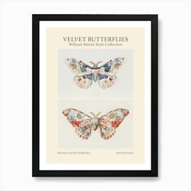 Velvet Butterflies Collection Moths And Butterflies William Morris Style 6 Art Print