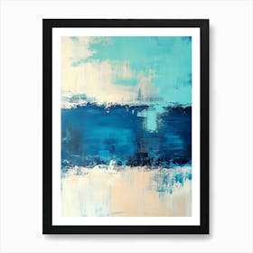 Teal And Beige Abstract 1 Art Print