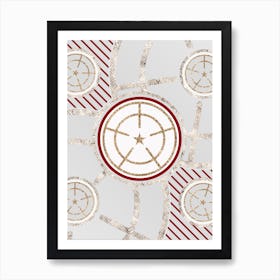 Geometric Abstract Glyph in Festive Gold Silver and Red n.0047 Art Print
