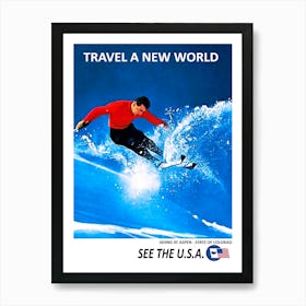 Ski In USA, Vintage Travel Poster Art Print