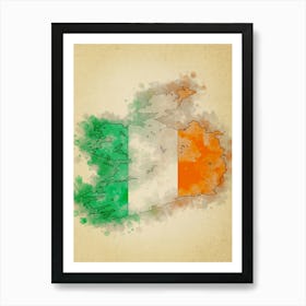 Ireland Flag Vintage Art Print