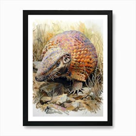 Armadillo Pastel Watercolour 1 Art Print