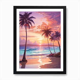 Sunset At The Beach Print Art Print