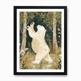 Polar Bear Dancing In The Woods Storybook Illustration 4 Art Print