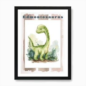 Watercolour Of A Edmontosaurus Dinosaur 4 Poster Art Print