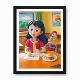 Girl At A Table Art Print