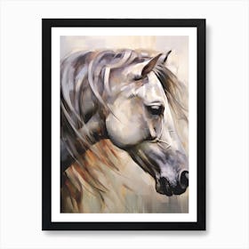 White Horse Head Painting Close Up 2 Art Print