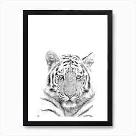 Black and White Tiger Art Print