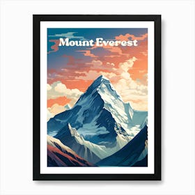 Mount Everest Hiking Modern Travel Art Art Print