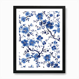 Blue And White Floral Pattern 7 Art Print